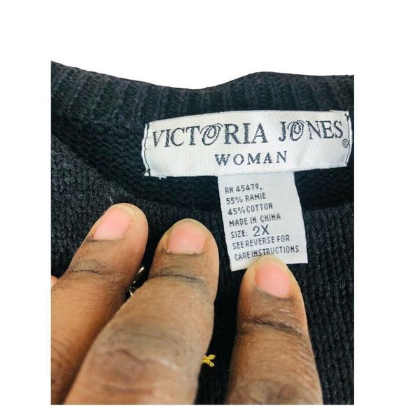 VTG Victoria Jones Beaded sequin holiday Christmas jingle bells knit sweater - Picture 2 of 6